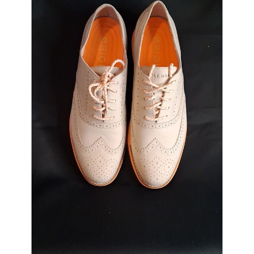 Cole Haan OriginalGrand Energy twin Oxfords wing tip in Oat light beige 10